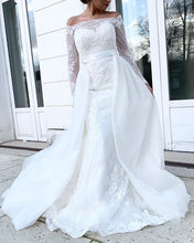 Load image into Gallery viewer, Lace Mermaid Wedding Dress Removable Skirt Off Shoulder-alinanova
