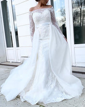 Load image into Gallery viewer, Lace Mermaid Wedding Dress Removable Skirt Off Shoulder-alinanova
