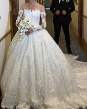 Load image into Gallery viewer, Lace Wedding Dresses Illusion Neckline Long Sleeves