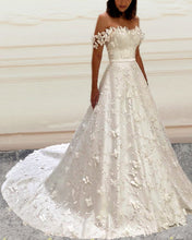 Load image into Gallery viewer, Princess Wedding Dress Butterfly Lace Embroidery Off Shoulder-alinanova