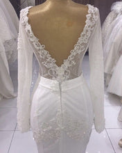 Load image into Gallery viewer, Sheer Corset Mermaid Wedding Dress Long Sleeves Lace Appliques