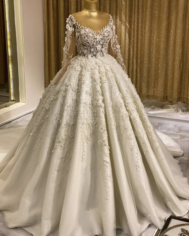 knee length dresses for ladies Long Sleeve Mermaid Lace Wedding Dresses Sexy Sheer Beach Wedding Dresses AWD1146 main image 1