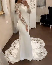 Load image into Gallery viewer, Long Sleeves Mermaid Wedding Dress Lace Sweep Train

