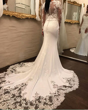 Load image into Gallery viewer, Long Sleeves Mermaid Wedding Dress Lace Sweep Train