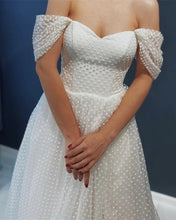 Load image into Gallery viewer, Tulle Wedding Boho Dress Off The Shoulder High Slit

