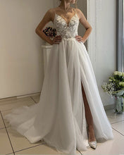 Load image into Gallery viewer, Boho Wedding Dress With Slit