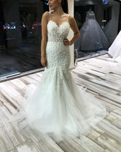 Load image into Gallery viewer, Mermaid Sweetheart Wedding Dresses Spaghetti Straps Lace Embroidery-alinanova