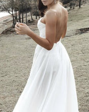 Load image into Gallery viewer, Beach Wedding Dresses Chiffon Split Ruched Neck