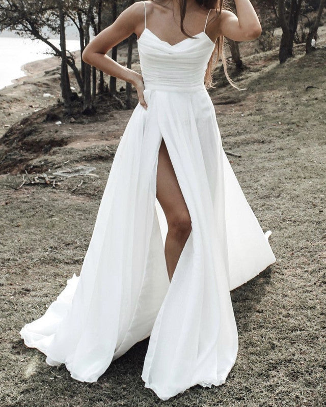 princess polly baby blue dress High Low Wedding Dresses A-line Beautiful Lace Long Sleeve Beach Brida –  Anna PromDress main image 0
