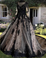 Load image into Gallery viewer, Black Long Sleeve Wedding Dress
