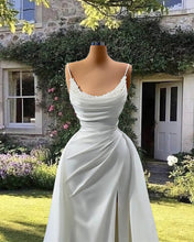 Load image into Gallery viewer, Mermaid Cowl Neck Split Satin Wedding Dress