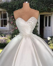 Load image into Gallery viewer, Ball Gown Satin Sweetheart Wedding Dress Pearl Beaded