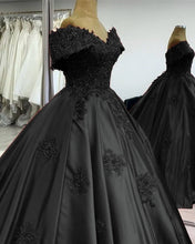 Load image into Gallery viewer, Ball Gown Satin Off The Shoulder Lace Embroidery Dress