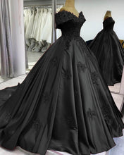 Load image into Gallery viewer, Black Satin Wedding Dress