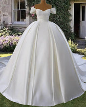Load image into Gallery viewer, White Satin Bridal Gown