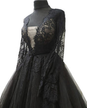Load image into Gallery viewer, Black Lace Long Sleeve Tulle Wedding Dress