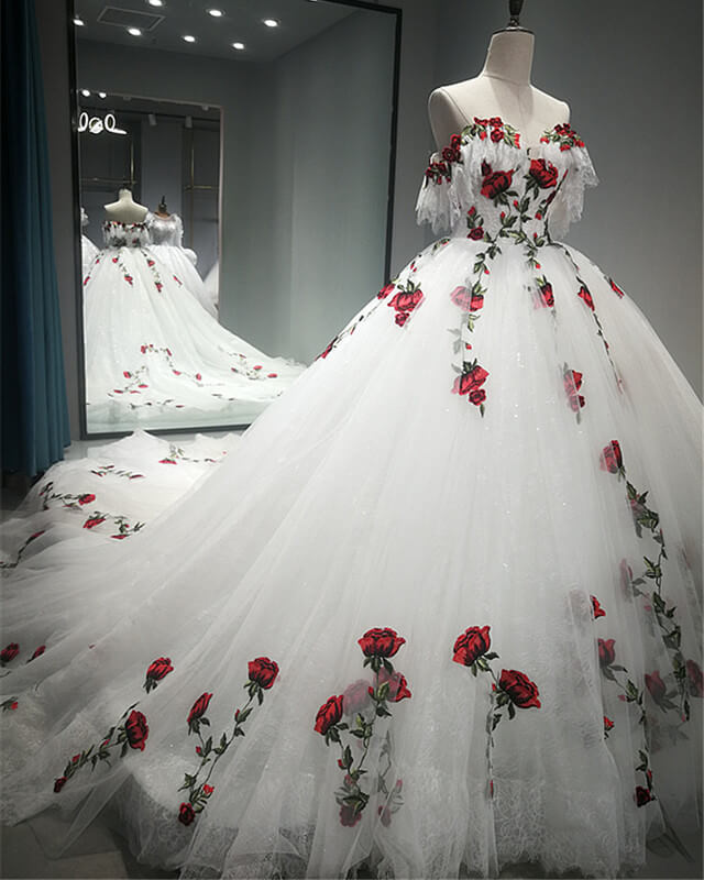 White Charro Quinceanera Dresses Floral Flowers White Charro Quinceanera Dresses Floral Flowers