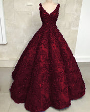Load image into Gallery viewer, Ball Gown V Neck 3d Lace Dress