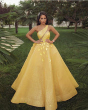 Load image into Gallery viewer, Yellow Glitter Prom Dresses 2021