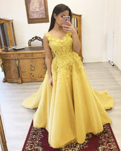 Load image into Gallery viewer, Yellow Prom Dresses Appliques