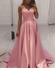 Load image into Gallery viewer, Blush Pink Prom Satin Dresses 2020