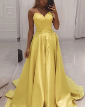 Load image into Gallery viewer, Yellow Prom Satin Dresses 2022