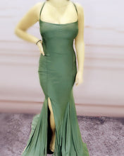 Load image into Gallery viewer, Mermaid Strapless Split Bridesmaid Dresses Cross Back-alinanova