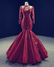 Load image into Gallery viewer, Burgundy Mermaid Evening Dresses