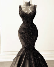 Load image into Gallery viewer, Mermaid Satin Spaghetti Straps Dress With 3D Flowers