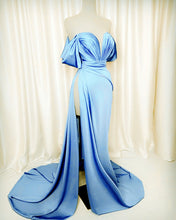 Load image into Gallery viewer, Sexy Off The Shoulder High Slit Satin Dresses
