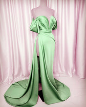 Load image into Gallery viewer, Sexy Off The Shoulder High Slit Satin Dresses