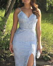 Load image into Gallery viewer, Light Blue Mermaid Lace Dresses