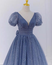 Load image into Gallery viewer, Blue Prom Dresses With Sleeves