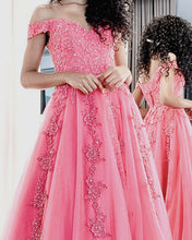 Load image into Gallery viewer, A Line Sweetheart Prom Dresses Tulle Appliques