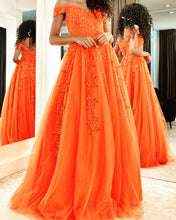 Load image into Gallery viewer, Orange Prom Dresses 2021
