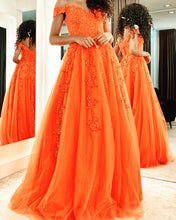 Load image into Gallery viewer, Orange Prom Dresses 2021