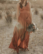 Load image into Gallery viewer, Burnt Orange Bridesmaid Dress Luxe Satin