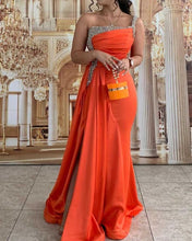 Load image into Gallery viewer, Orange Prom Dresses One Shoulder