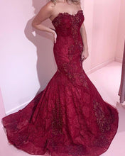 Load image into Gallery viewer, Burgundy Mermaid Prom Dresses