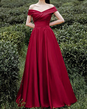Load image into Gallery viewer, Off The Shoulder Bridesmaid Dresses Satin Floor Length-alinanova