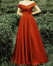 Load image into Gallery viewer, Off The Shoulder Bridesmaid Dresses Satin Floor Length