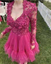Load image into Gallery viewer, Long Sleeves Pink Homecoming Dresses