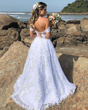 Load image into Gallery viewer, Sheer Top Wedding Dress