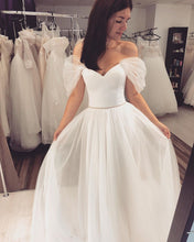 Load image into Gallery viewer, A Line Wedding Dress Tulle Off The Shoulder-alinanova

