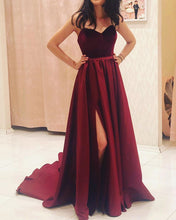 Load image into Gallery viewer, Burgundy Velvet Prom Dresses
