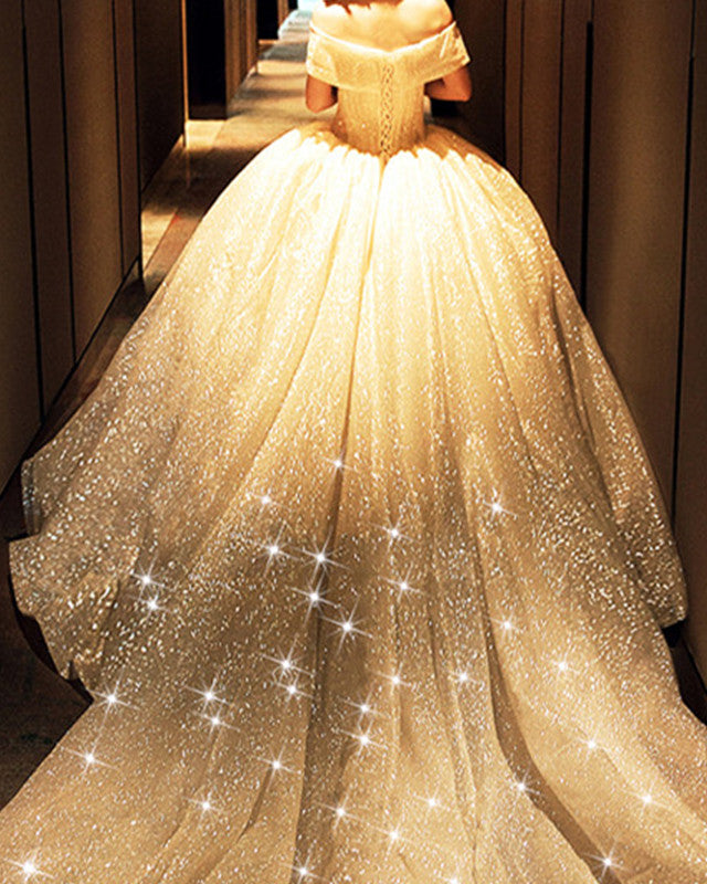 Sparkly Wedding Ball Gown Off Shoulder