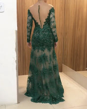 Load image into Gallery viewer, Long Sleeves Lace Mermaid Prom Dresses Sheer Neck