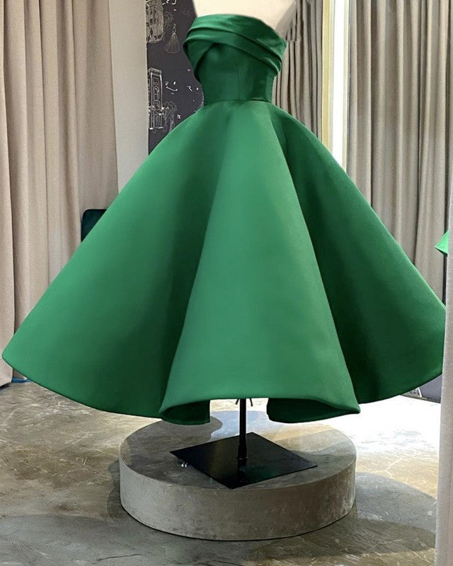 Women's Strapless Satin Midi Prom Party Dresses Women's Strapless Satin Midi Prom Party Dresses