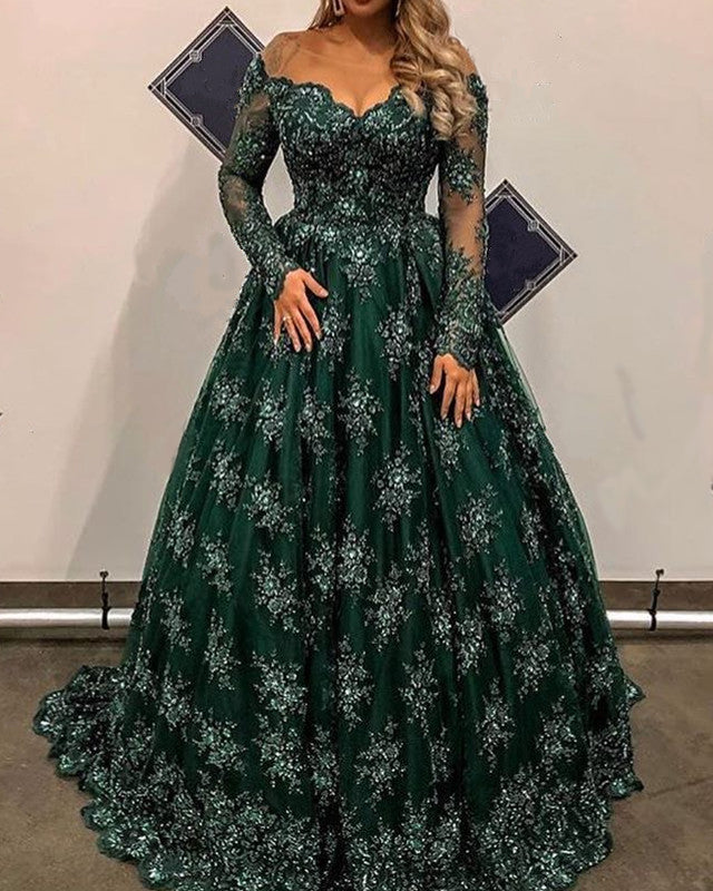 Lace Prom Dresses Long Sleeve Illusion Neckline Lace Prom Dresses Long Sleeve Illusion Neckline
