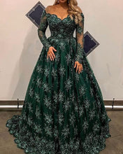 Load image into Gallery viewer, Green Lace Prom Dresses